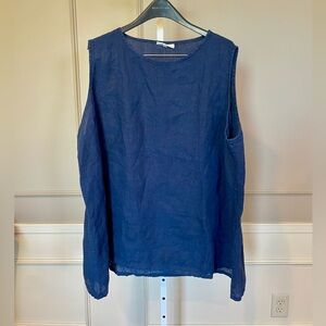 Bryn Walker 3XL Navy 100% Linen Tank Loose Casual Oversized Quality EUC